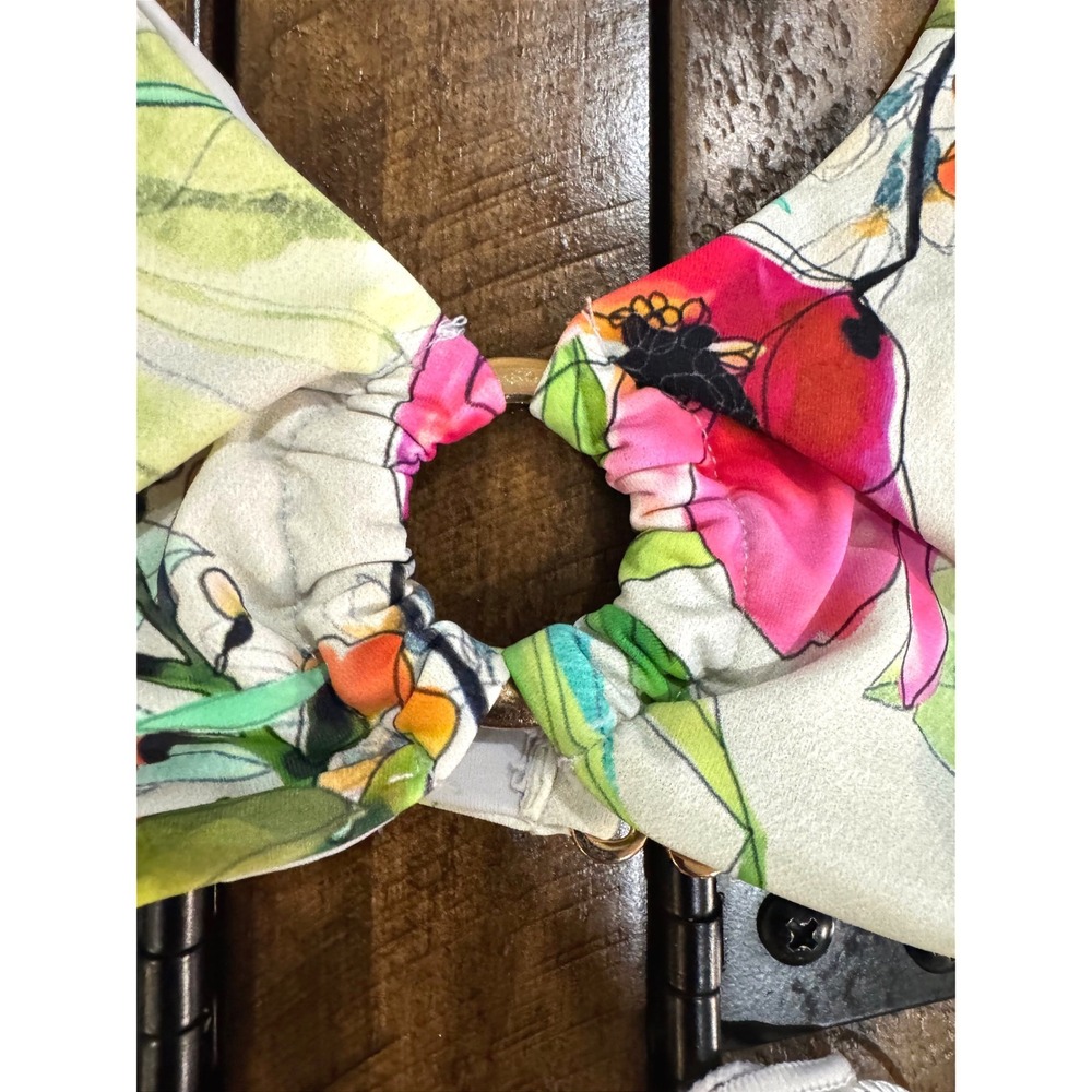 TiNiBiKiNi NWT Tropical Floral O-Ring Cap Sleeve Festival Bikini Thong Size M - Picture 5 of 8
